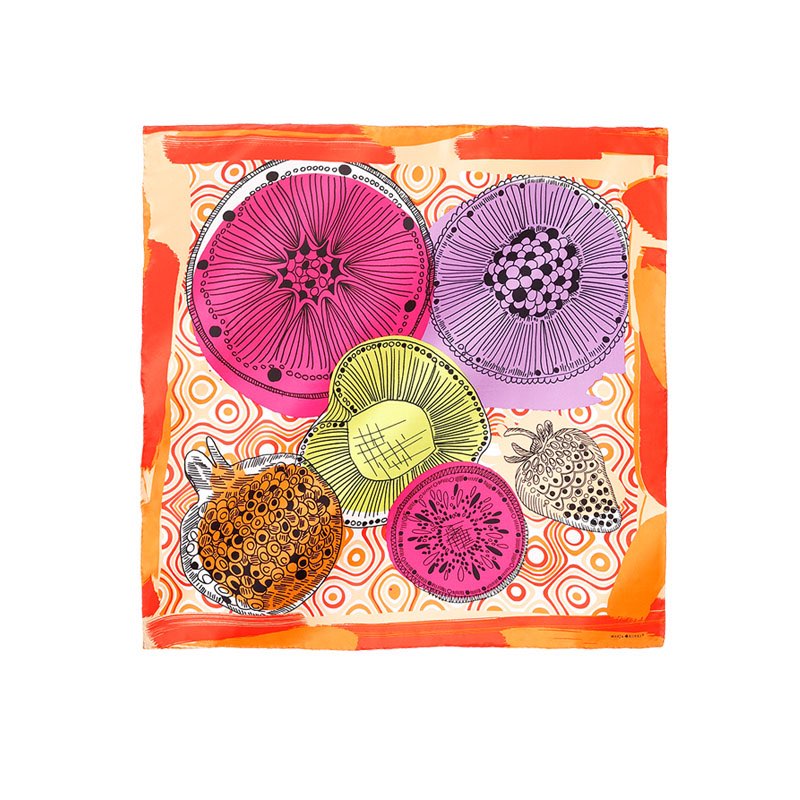 玛丽亚古琦(marja kurki)真丝丝巾女士大方巾桑蚕丝长巾"一片片的水果